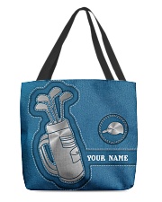 Personalized Golf Leather Printed Blue All-over Tote front