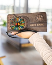 Personalized Hippie Women's Clutch Purse Horizontal aos-women-clutch-purse-lifestyle-front-22