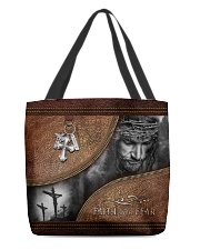 Faith Over Fear Leather Pattern Print All-over Tote front