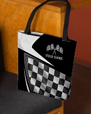 PERSONALIZED RACING BLACK WHITE All-over Tote aos-all-over-tote-lifestyle-front-02