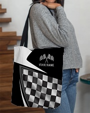 PERSONALIZED RACING BLACK WHITE All-over Tote aos-all-over-tote-lifestyle-front-09