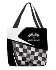 PERSONALIZED RACING BLACK WHITE All-over Tote front