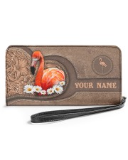 Personalized Flamingo Women's Clutch Purse Horizontal front