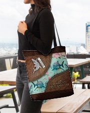 Floral Shark Leather Pattern Print All-Over Tote All-over Tote aos-all-over-tote-lifestyle-front-04