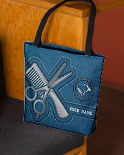 Personalized Haidresser Leather Blue All-over Tote aos-all-over-tote-lifestyle-front-02