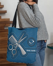 Personalized Haidresser Leather Blue All-over Tote aos-all-over-tote-lifestyle-front-09