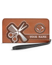 Personalized Hairstylist Leather Printed Women's Clutch Purse Horizontal front