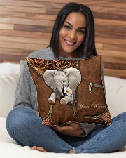 JK PERSONALIZED ELEPHANT PRINT PATTERN Indoor Pillow - 16” x 16” aos-decorative-pillow-lifestyle-front-13