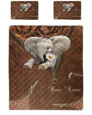 JK PERSONALIZED ELEPHANT PRINT PATTERN Quilt Bed Set tile