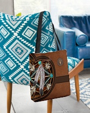 NATIVE BROWN BLUE PATTERN ALL SEASON All-over Tote aos-all-over-tote-lifestyle-front-01