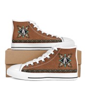 NATIVE BROWN BLUE PATTERN ALL SEASON Men's High Top White Shoes tile