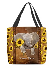 Elephant Sunflower Personalized All-over Tote front
