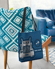 Personalized Trucker Leather Printed Blue All-over Tote aos-all-over-tote-lifestyle-front-01