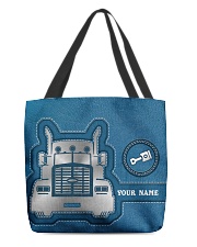 Personalized Trucker Leather Printed Blue All-over Tote front