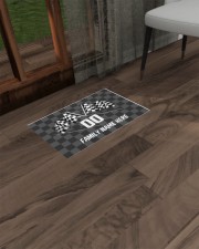 Personalized Racing Two Crossed Checkered Flags Door Mat Doormat 22.5" x 15" aos-doormat-22-5x15-lifestyle-front-23