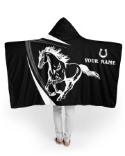 JK PERSONALIZED HORSE BLACK WHITE Hooded Blankets tile