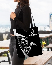 JK PERSONALIZED HORSE BLACK WHITE All-over Tote aos-all-over-tote-lifestyle-front-04
