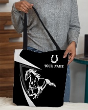 JK PERSONALIZED HORSE BLACK WHITE All-over Tote aos-all-over-tote-lifestyle-front-10