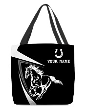 JK PERSONALIZED HORSE BLACK WHITE All-over Tote front