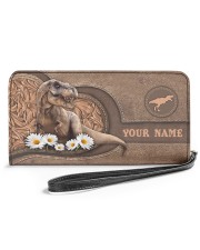 Personalized Dinosaur Women's Clutch Purse Horizontal front