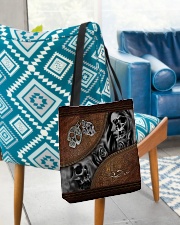 Skull Leather Pattern Print All-over Tote aos-all-over-tote-lifestyle-front-01