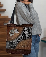 Skull Leather Pattern Print All-over Tote aos-all-over-tote-lifestyle-front-09