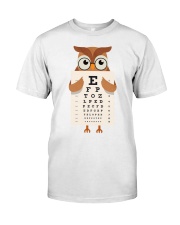 Awesome t-shirt design that features an owl wearing glasses and holding an eye chart. Classic T-Shirt tile