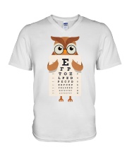 Awesome t-shirt design that features an owl wearing glasses and holding an eye chart. V-Neck T-Shirt tile