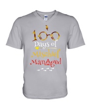 100 days of mischief managed shirt V-Neck T-Shirt tile