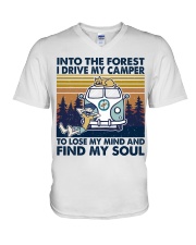 Into The Forest I Drive My Camper V-Neck T-Shirt tile