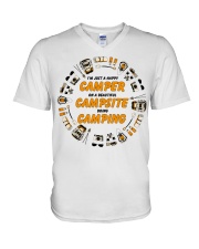 Camper Campsite Camping V-Neck T-Shirt tile