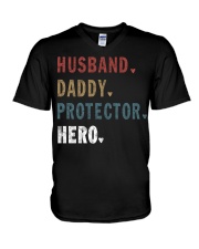 Husband Daddy Protector Hero V-Neck T-Shirt tile