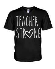 Teacher Strong V-Neck T-Shirt tile