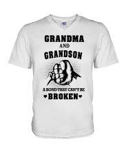 Grandma and Grandson V-Neck T-Shirt tile
