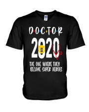 Doctor 2020 The one where they became super heroes V-Neck T-Shirt tile