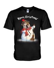 Merry Christmas Bulldog Snowmen Tshirt V-Neck T-Shirt thumbnail
