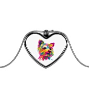 Yorkie Art 4 Metallic Heart Necklace tile