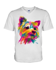 Yorkie Art V-Neck T-Shirt tile