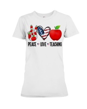 Felice Peace Love Teaching Premium Fit Ladies Tee tile