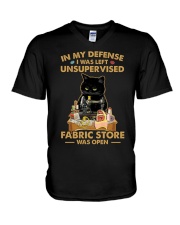 In My Defense I Was Left Unsupervised - Fabric V-Neck T-Shirt tile