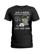 Just A Nurse Who Easily Distracted By Cat And Yarn Ladies T-Shirt tile