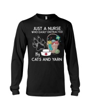 Just A Nurse Who Easily Distracted By Cat And Yarn Long Sleeve Tee tile