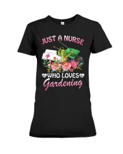 Just A Nurse Who Loves Gardening Premium Fit Ladies Tee tile