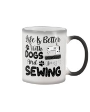 Life Is Better With Dogs And Sewing Color Changing Mug tile