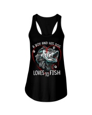 A Boy And His Dog Love To Fish Ladies Flowy Tank tile