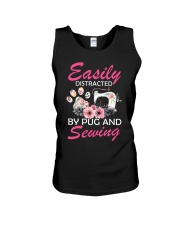 Easily Distracted By Pug And Sewing Unisex Tank tile
