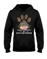 Easily Distracted By Dogs And Sewing Leopard Hooded Sweatshirt front