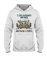 I Like Dogs And Elephants And Maybe 3 People Hooded Sweatshirt front