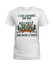 I Like Dogs And Elephants And Maybe 3 People Ladies T-Shirt tile