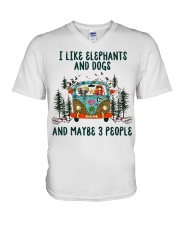 I Like Dogs And Elephants And Maybe 3 People V-Neck T-Shirt tile